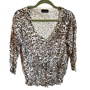 Lane Bryant Leopard Print Cardigan Womens Button Down 3/4 Sleeve V‎ Neck XL